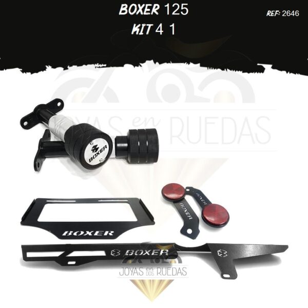 Boxer 125 kit porta placa guarda cadena sliders