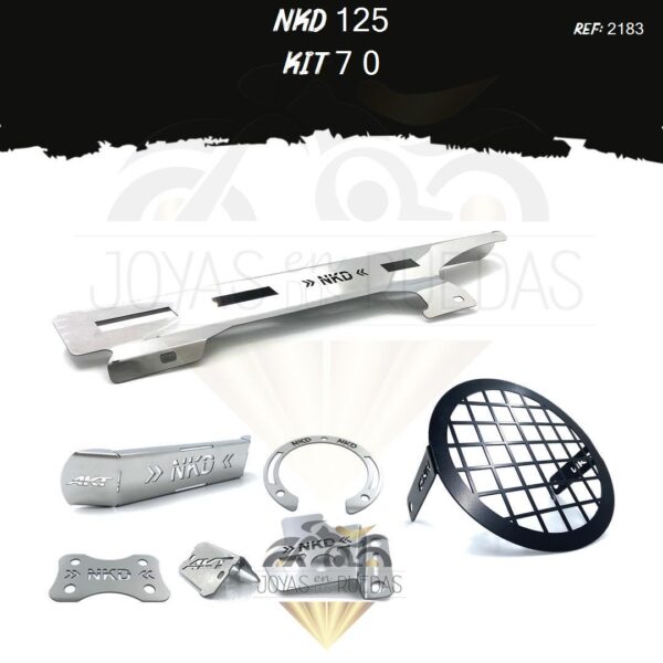 NKD 125 kit frontal lujo tapa tanque mordaza