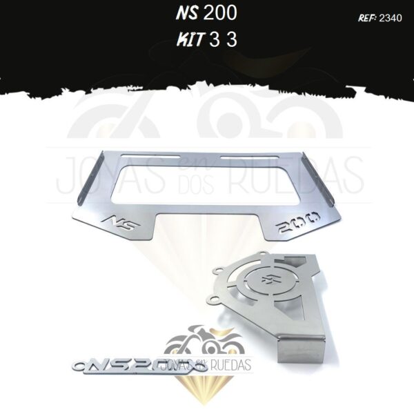 NS 200 kit porta placa Logo nombre protector piñon